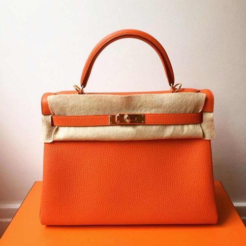 Hermes kelly 32 cm original togo leather orange